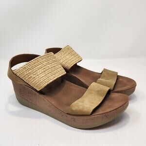 Fantasy Sandals Destiny Wedge Sandals Women Size 38 US 7.5 Sahara Tan Strappy
